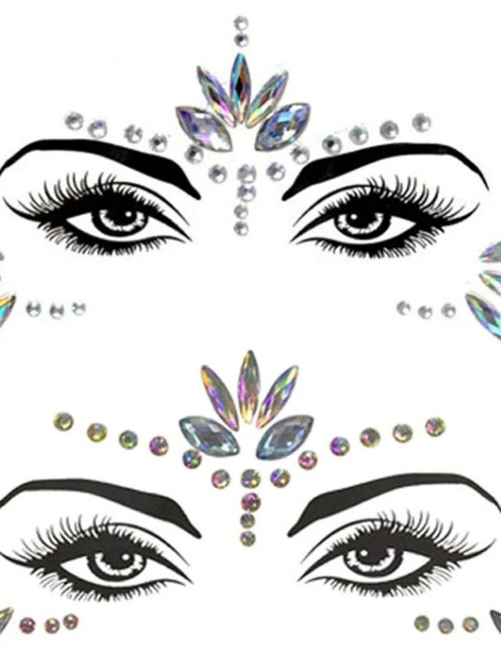 NWT Crystal Face Gems Sticker 2 Sets - Iridescent Clear Accent for Eyes